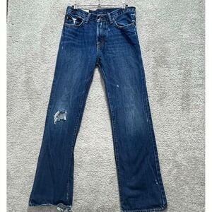 Abercrombie Jeans‎ Women 16 Slim Blue Demin Distressed Low Rise Button Bootcut